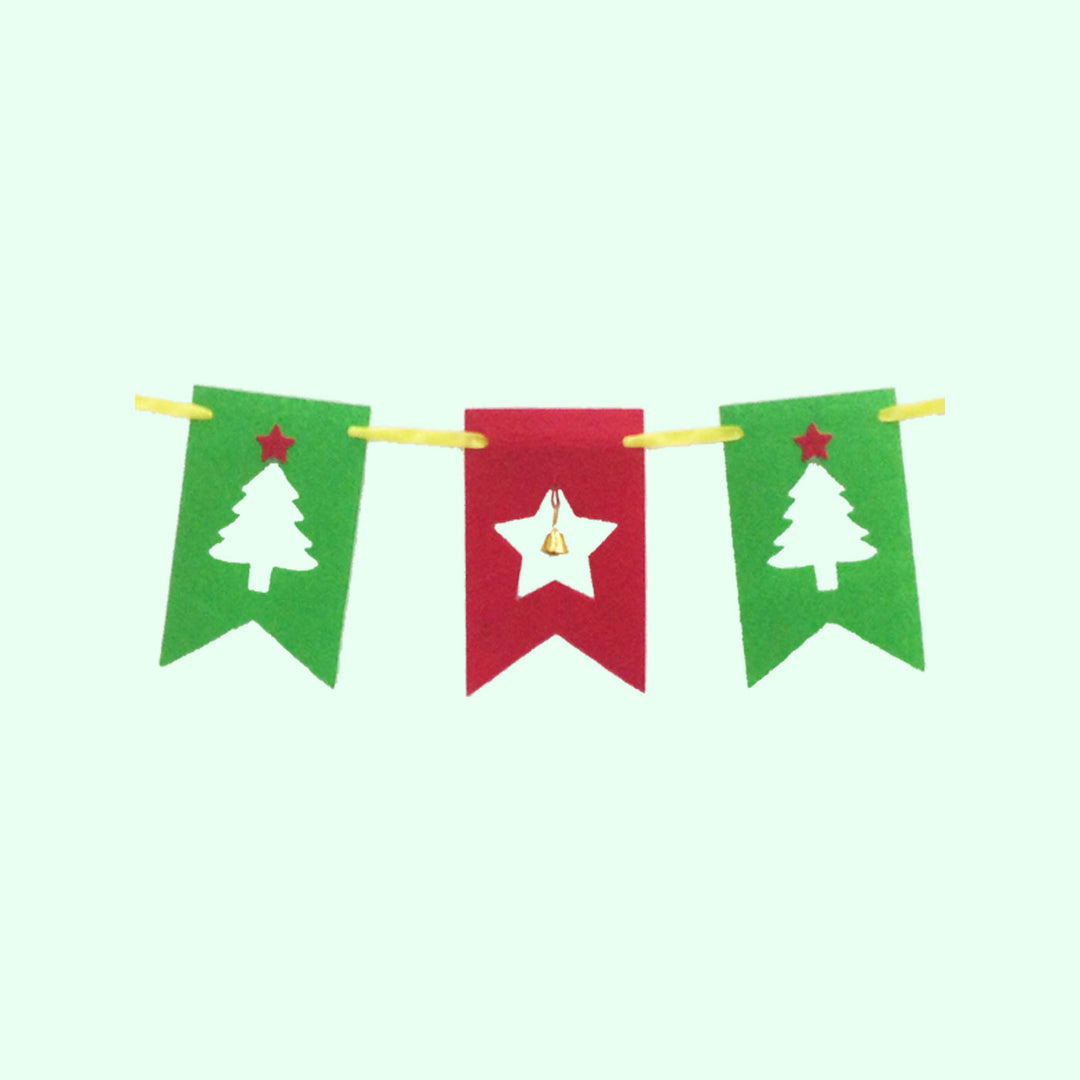 Handmade Tree & Star Felt Garland/ Bunting For Christmas Door Decoration