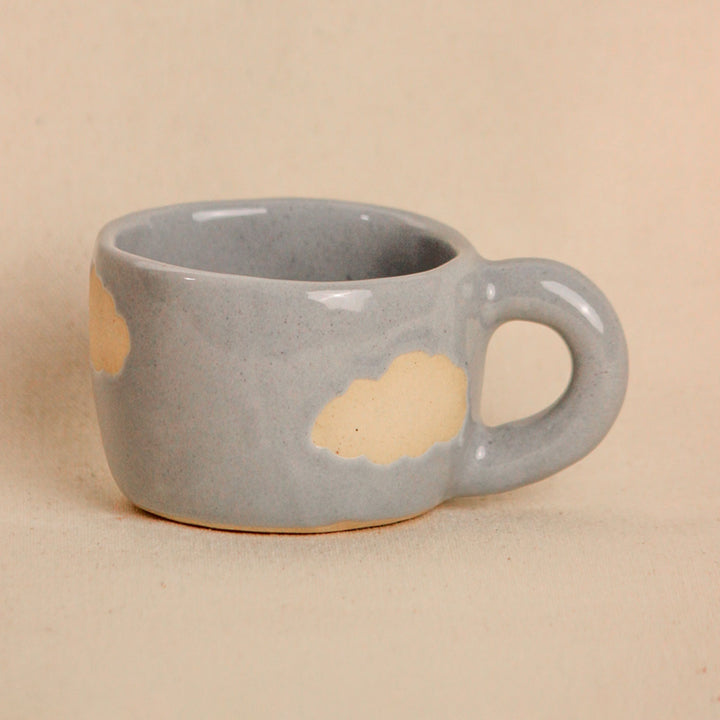 Handpainted Clouds & Flower Ceramic Mugs Set