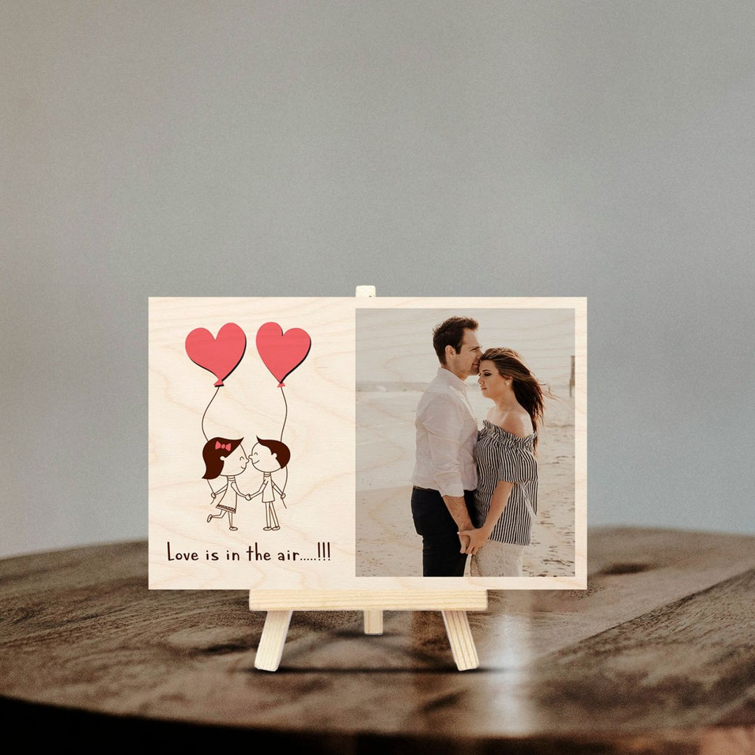 Personalized Wooden Photo Frame for Couples with Easel