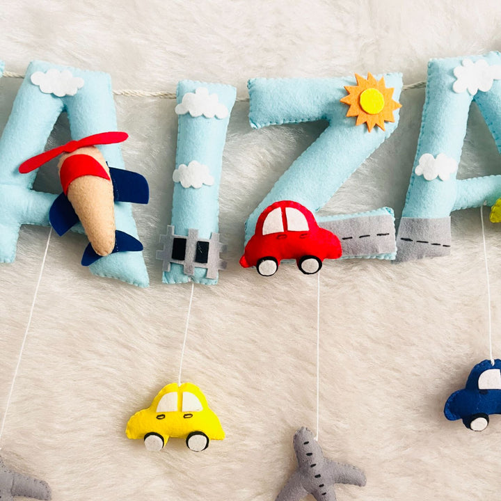 Handcrafted Personalized Cars Theme Bunting For Kids