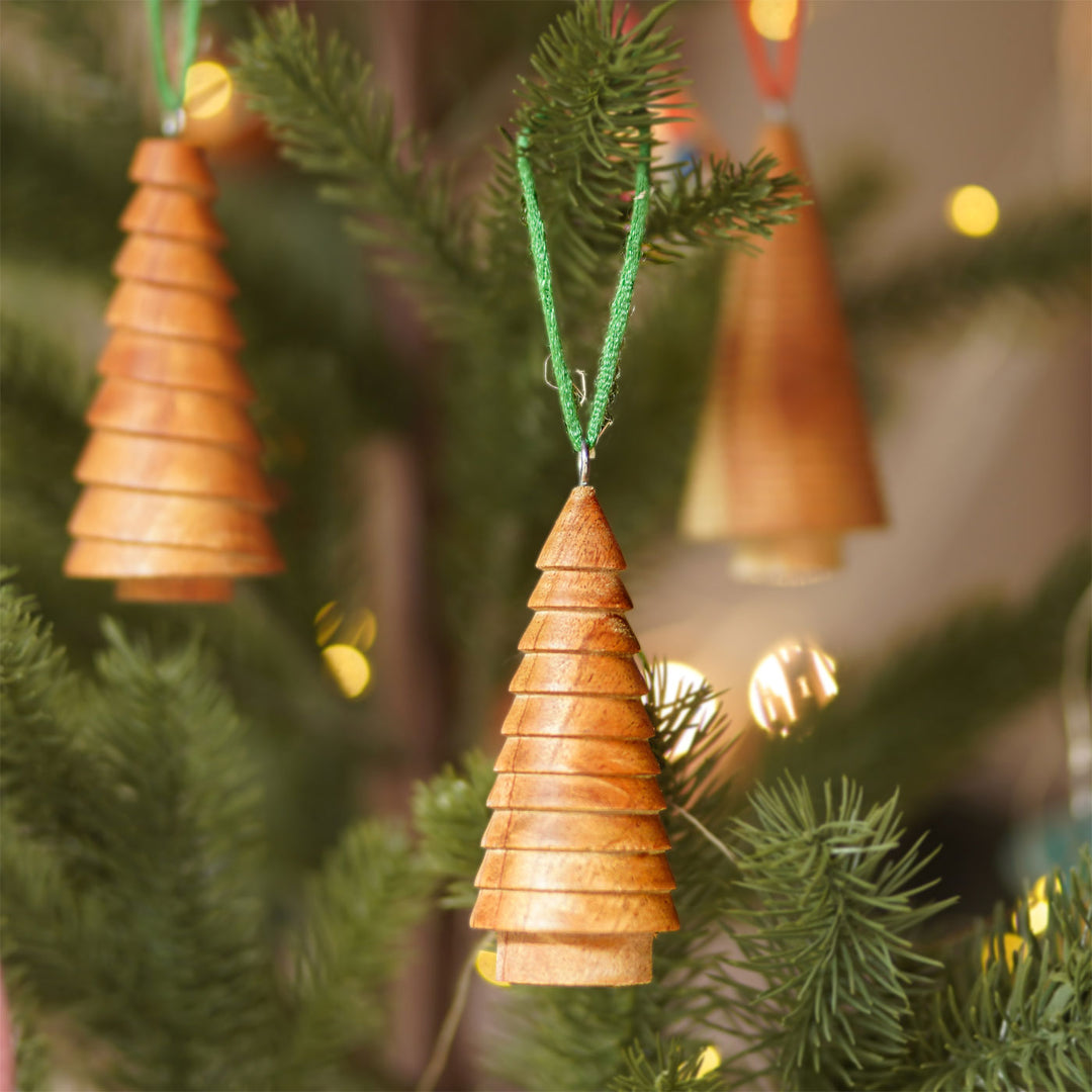 Handmade Minimal Tree Shaped Wooden Ornaments For Christmas Decoration