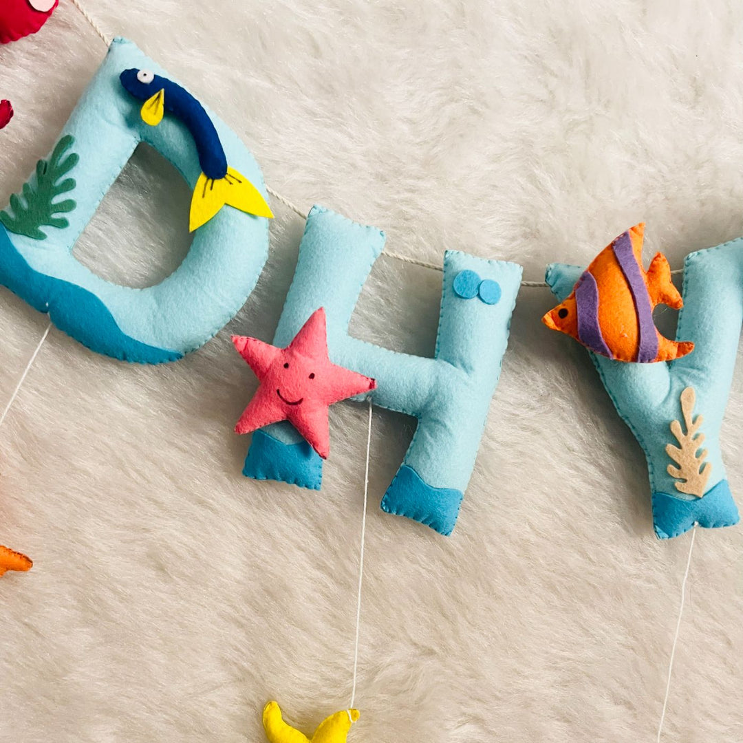 Handcrafted Personalized Fish Theme Bunting For Kids