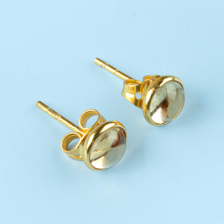 Handcrafted Healing Stone 18k Gold Earrings