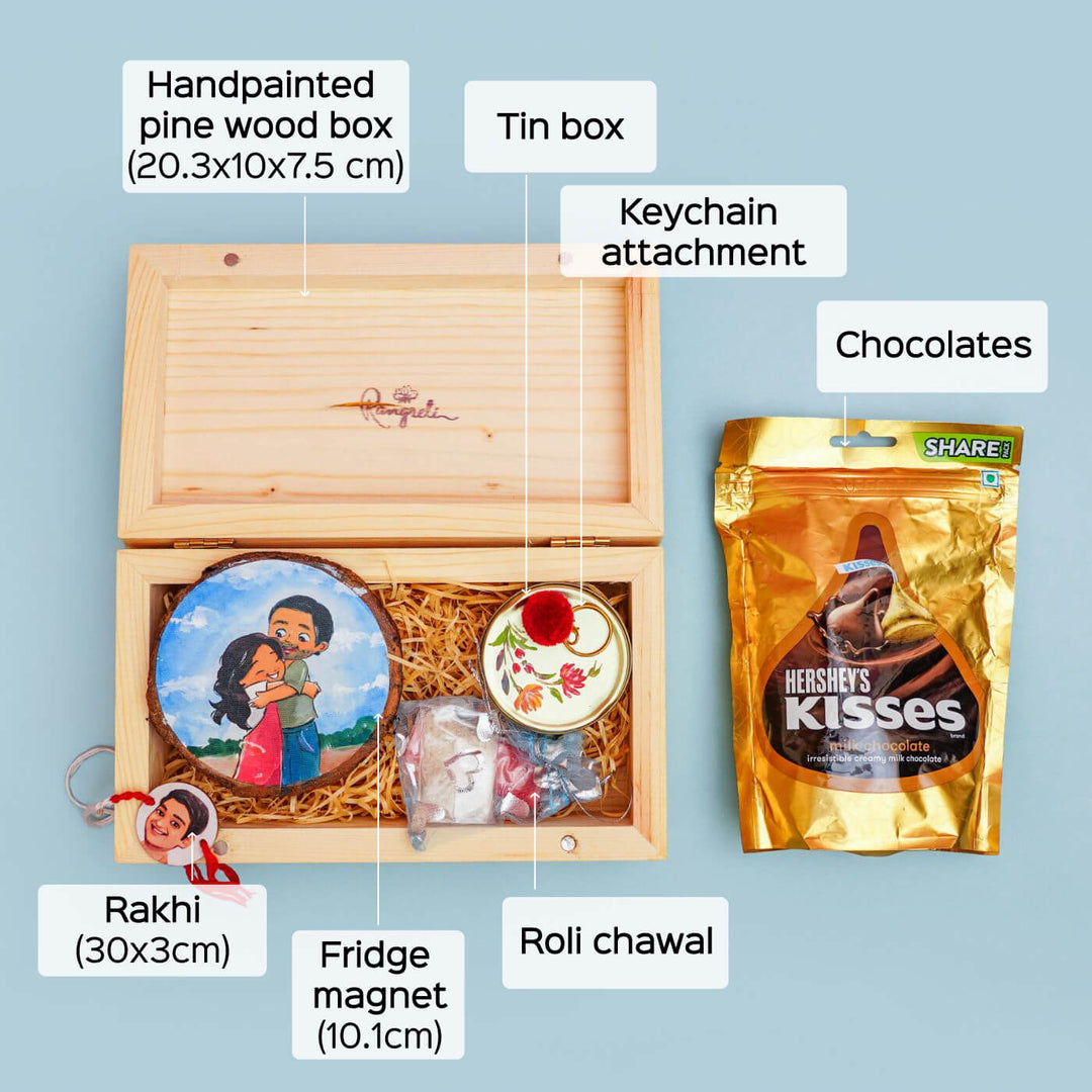 Hand-painted Rakhi Hamper With Fridge Magnet