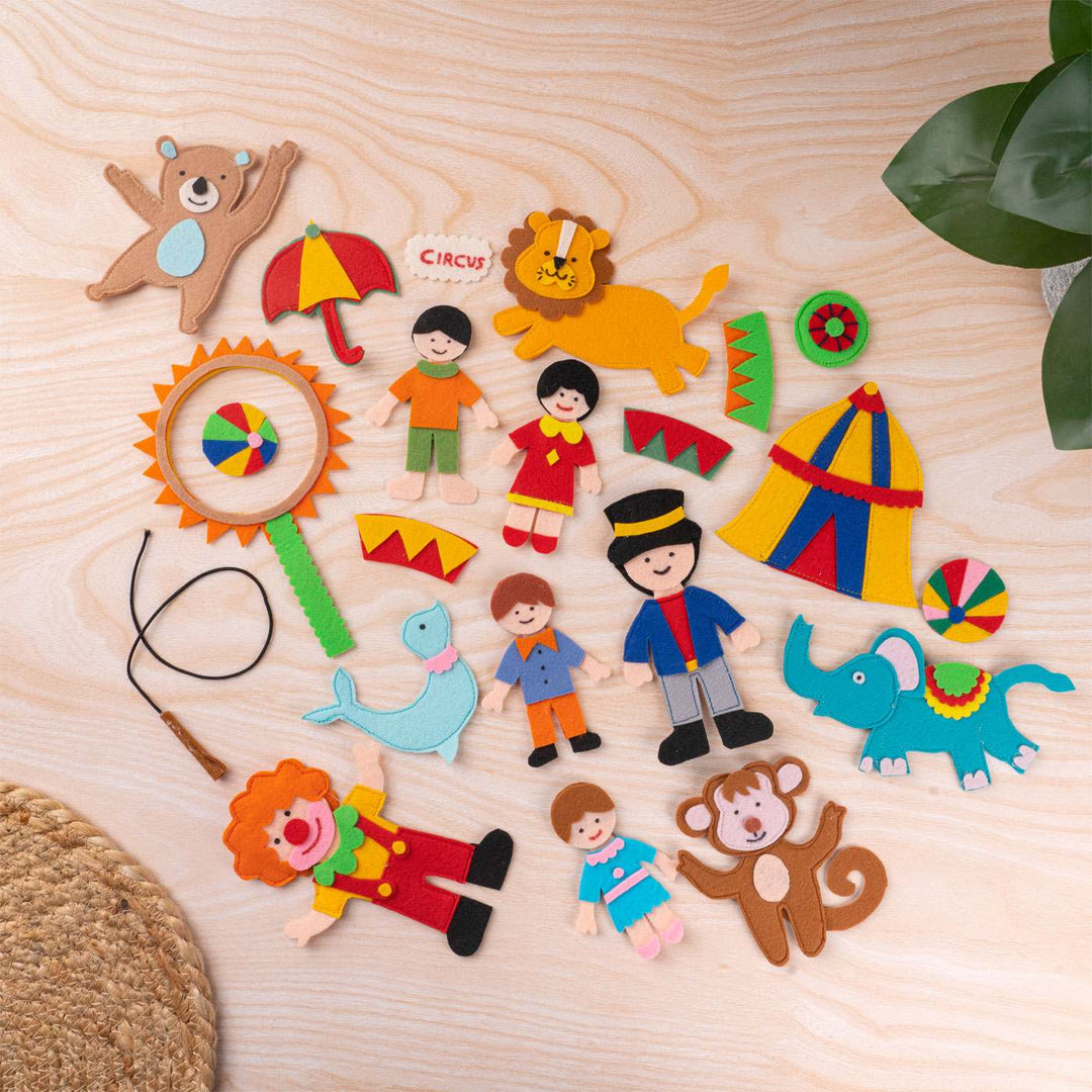 Handcrafted Felt Circus Themed Story Board Playset For Kids
