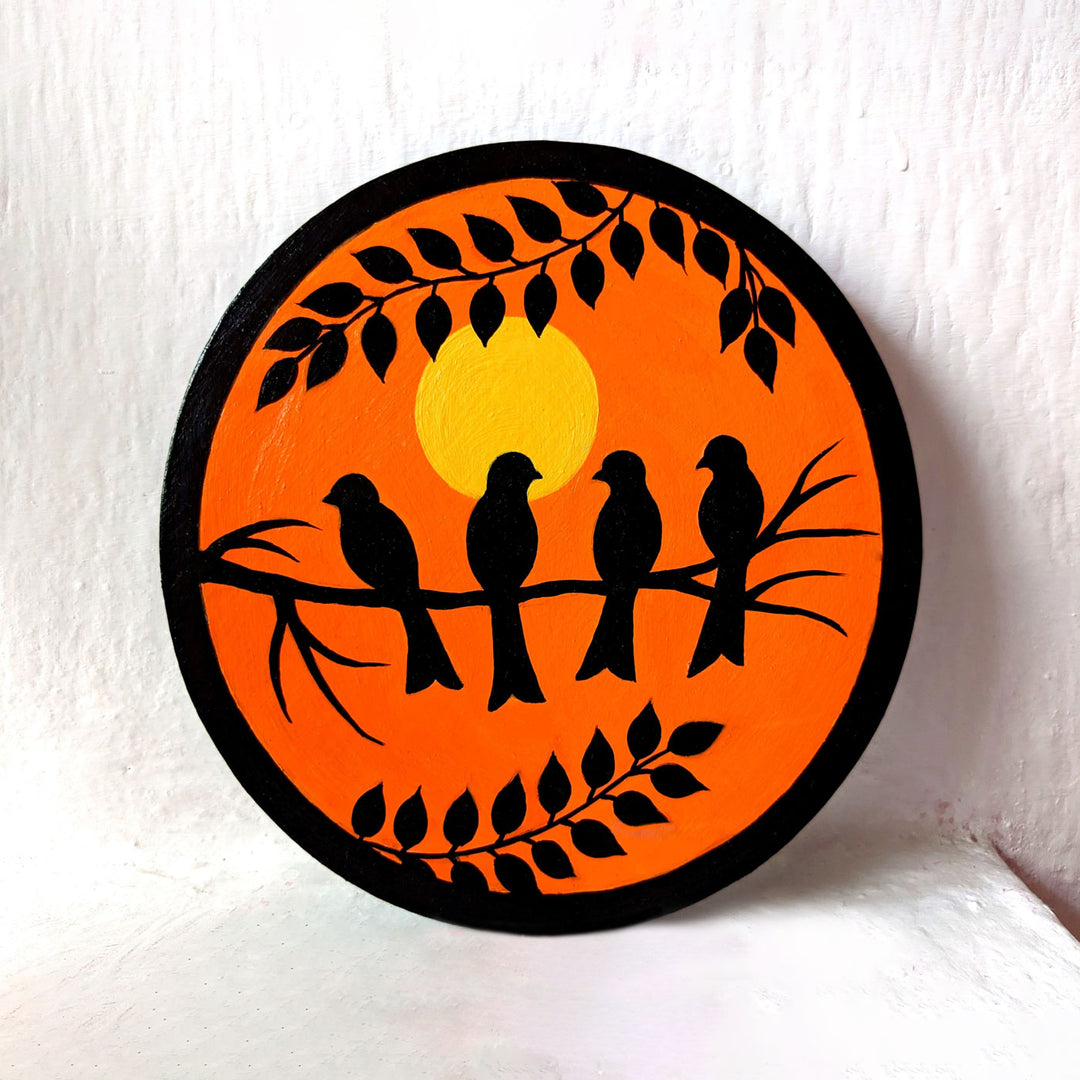 Handpainted Wooden Round Wall Hanging