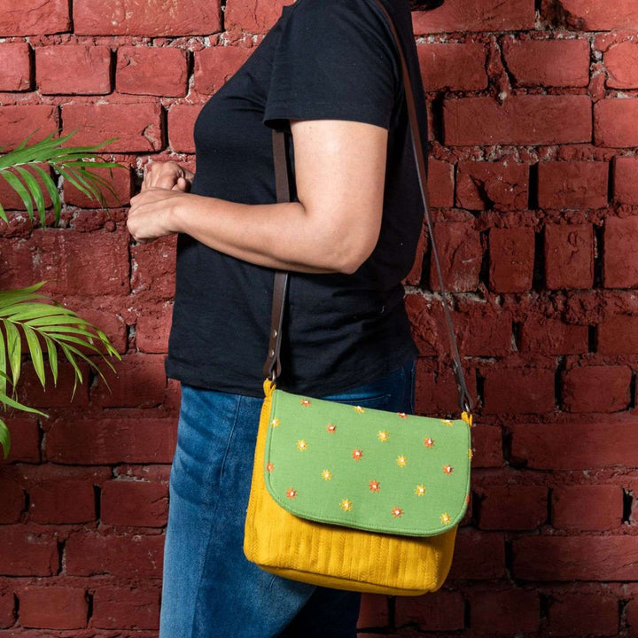 Hand Embroidered Sustainable Bina Sling Bag