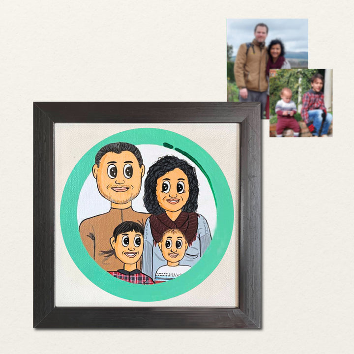 Handpainted Personalized Caricature With Wooden Frame