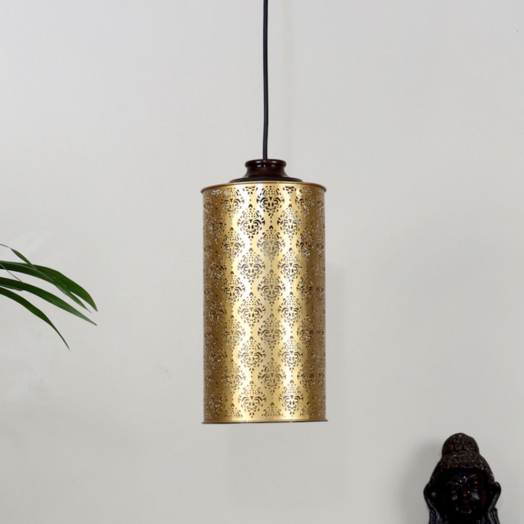 Gandhara Gold Finish Metal Hanging Lamp