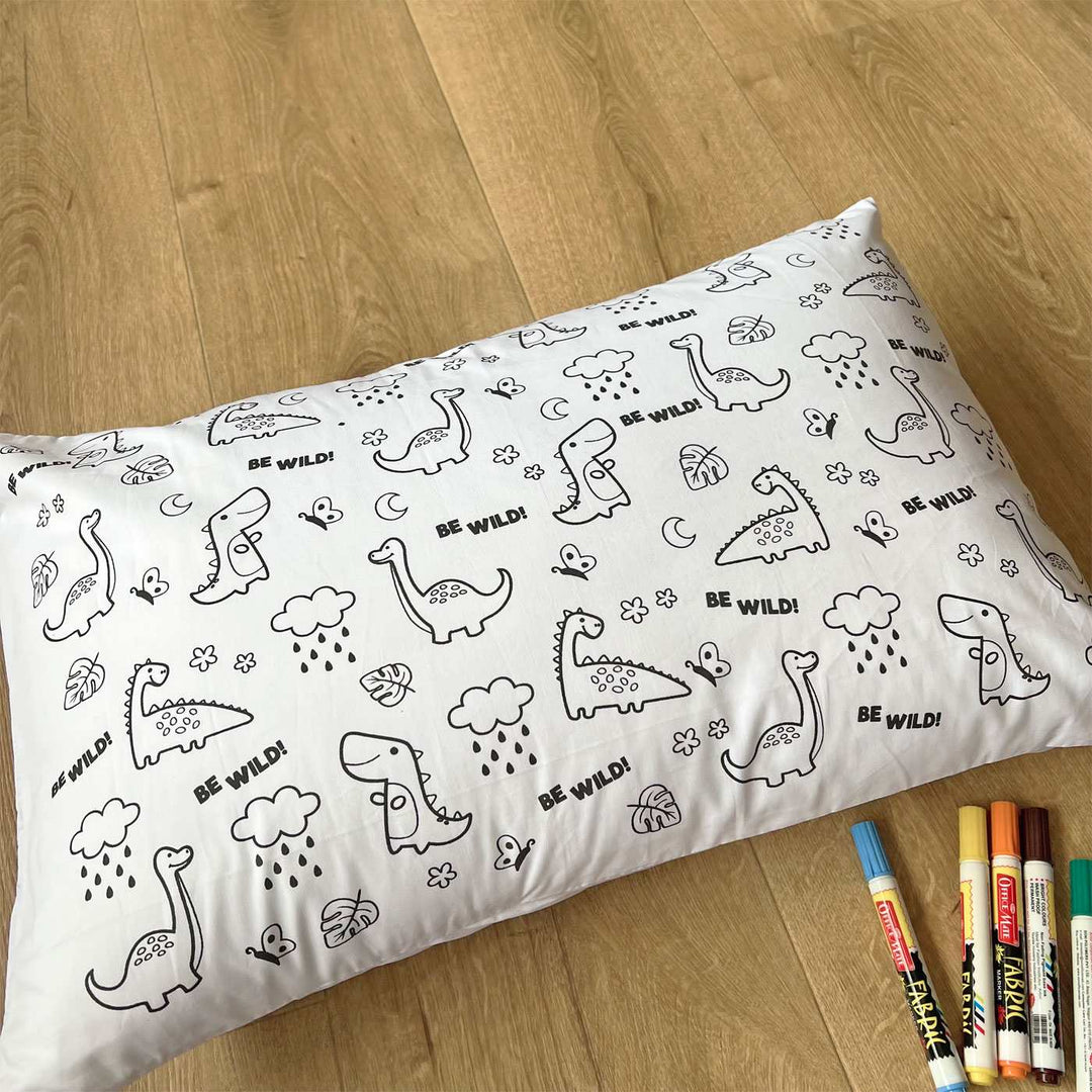 Color Your Own Doodle Art Pillow Case & Fabric Markers For Kids