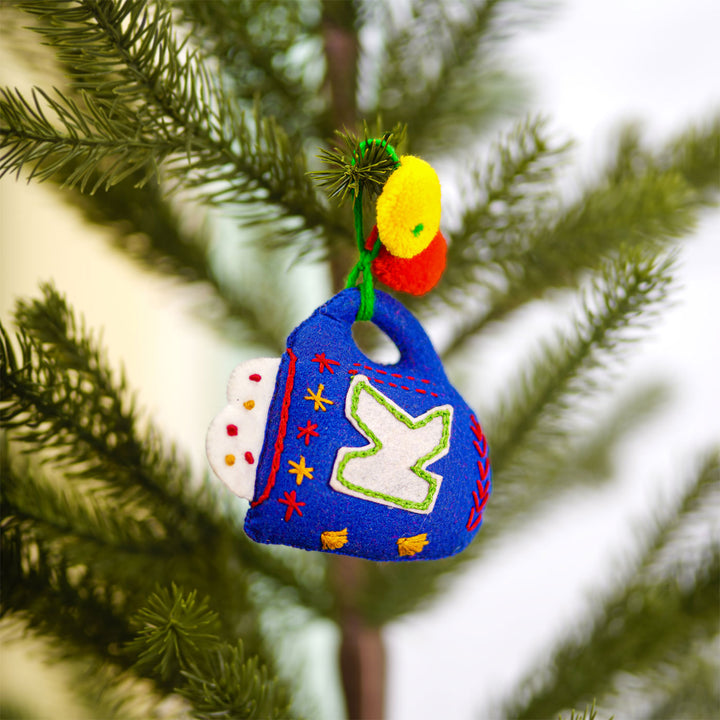 Personalized Initial Embroidered Felt Ornaments For Christmas Tree Decoration | Set Of 3