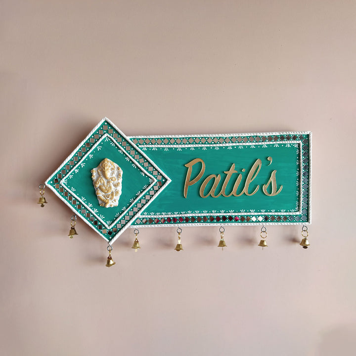 Handcrafted Personalized Lippan Art Mdf Name Plate 1 - Front View Mounted on Wall