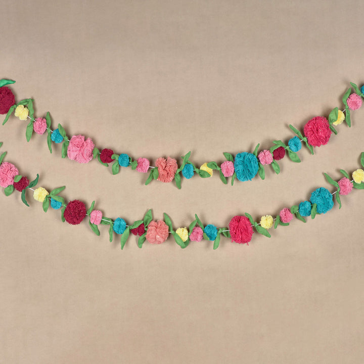 Upcycled Fabric Pom-pom & Beads Festive Hangings
