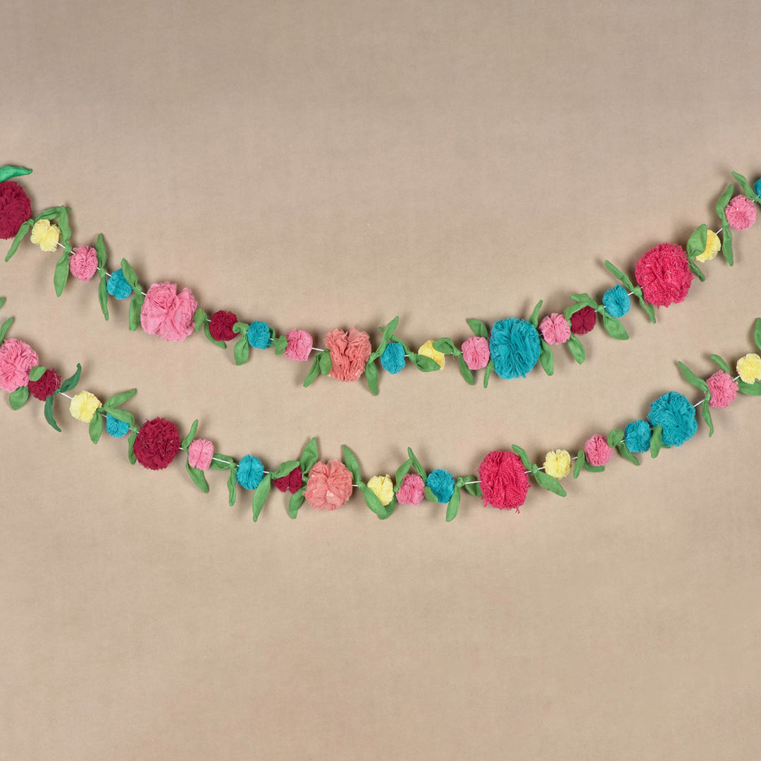 Upcycled Fabric Pom-pom & Beads Festive Hangings