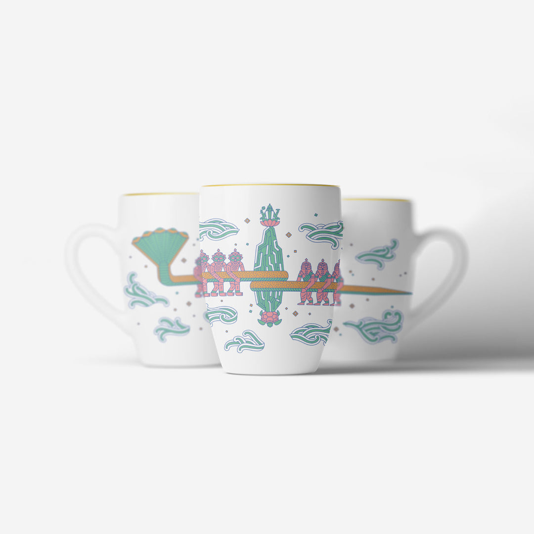 Manthan Indian Mythology Churn Theme Porcelain Mug