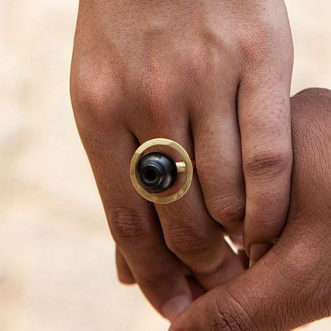 Modern Handmade Traditional Kalash Brass Ring | 22K Gold Plated
