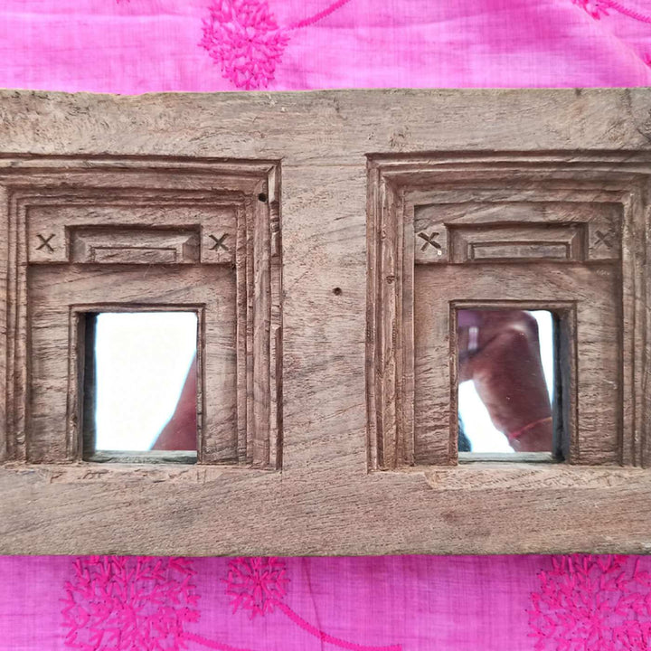 Handcrafted Wooden Antique Temple Mirror Frame | Set of 5