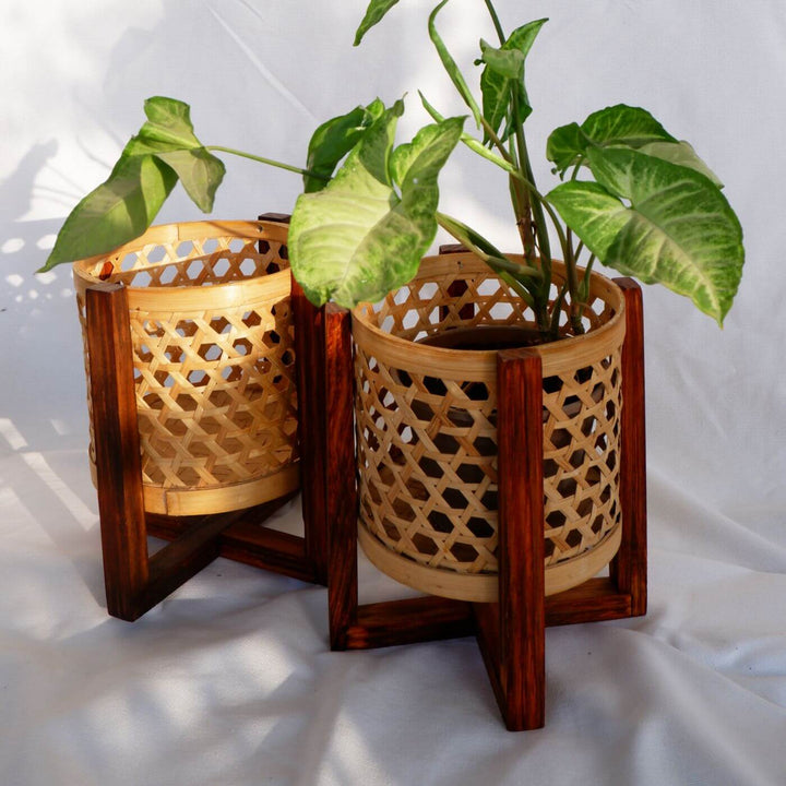 Handcrafted Classic Bamboo Planter With Stand