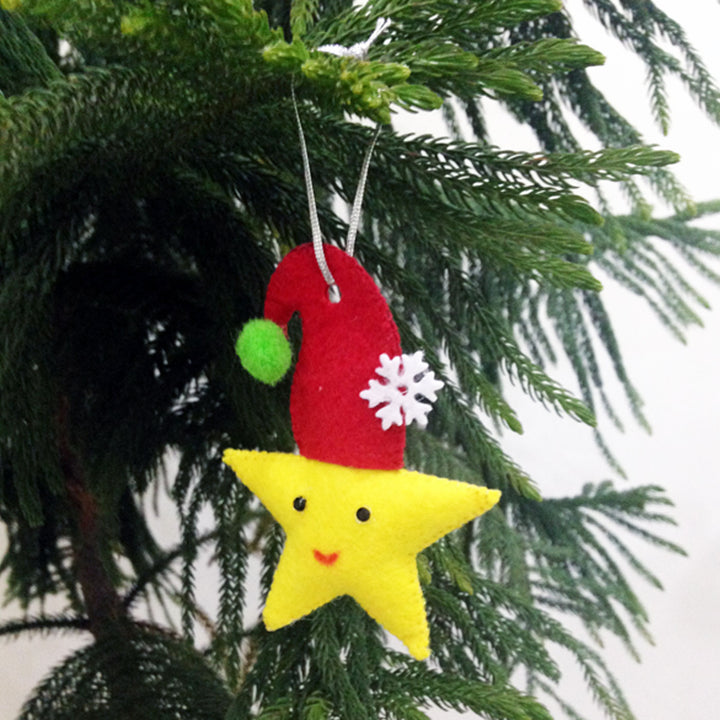 Handmade 3D Vibrant Assorted Felt Ornaments For Christmas Tree Decoration | Set Of 5