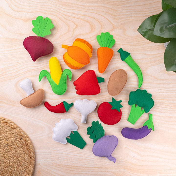 Handcrafted Vegetable Themed Playset - Set of 15
