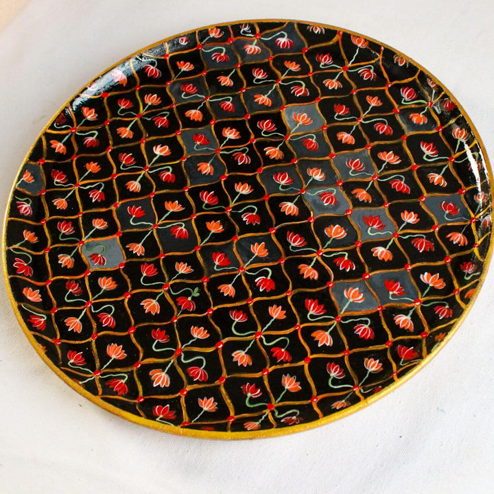 Handpainted Wooden Wall Plate With Rajasthani Artwork