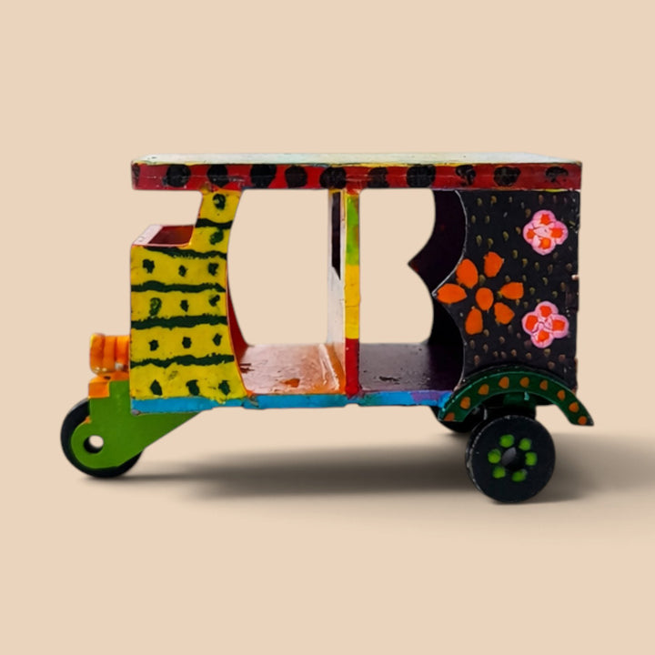 Handcrafted Channapatna Miniature Auto Rickshaw Wooden Golu Toy For Gifting & Decor