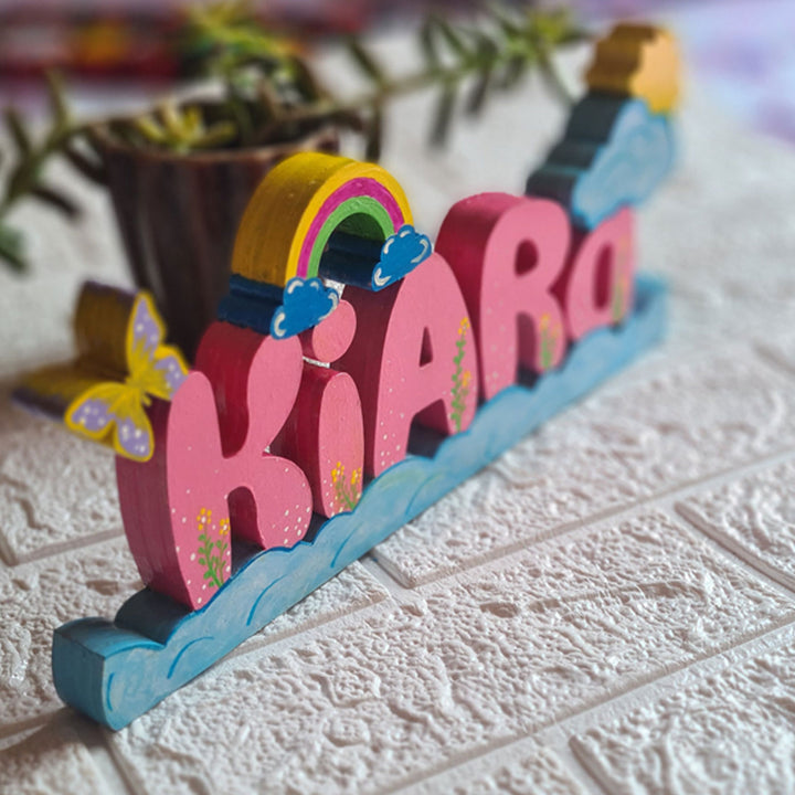 Handcrafted Personalized Rainbow Themed 3D Name Block For Kids