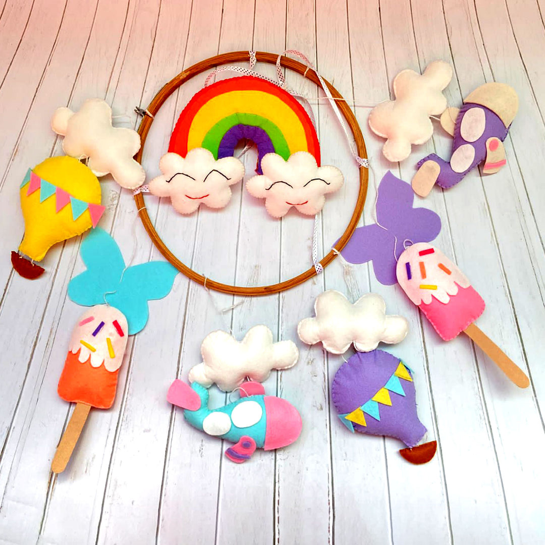 Dreamy Rainbow Theme Felt Crib & Cot Mobile
