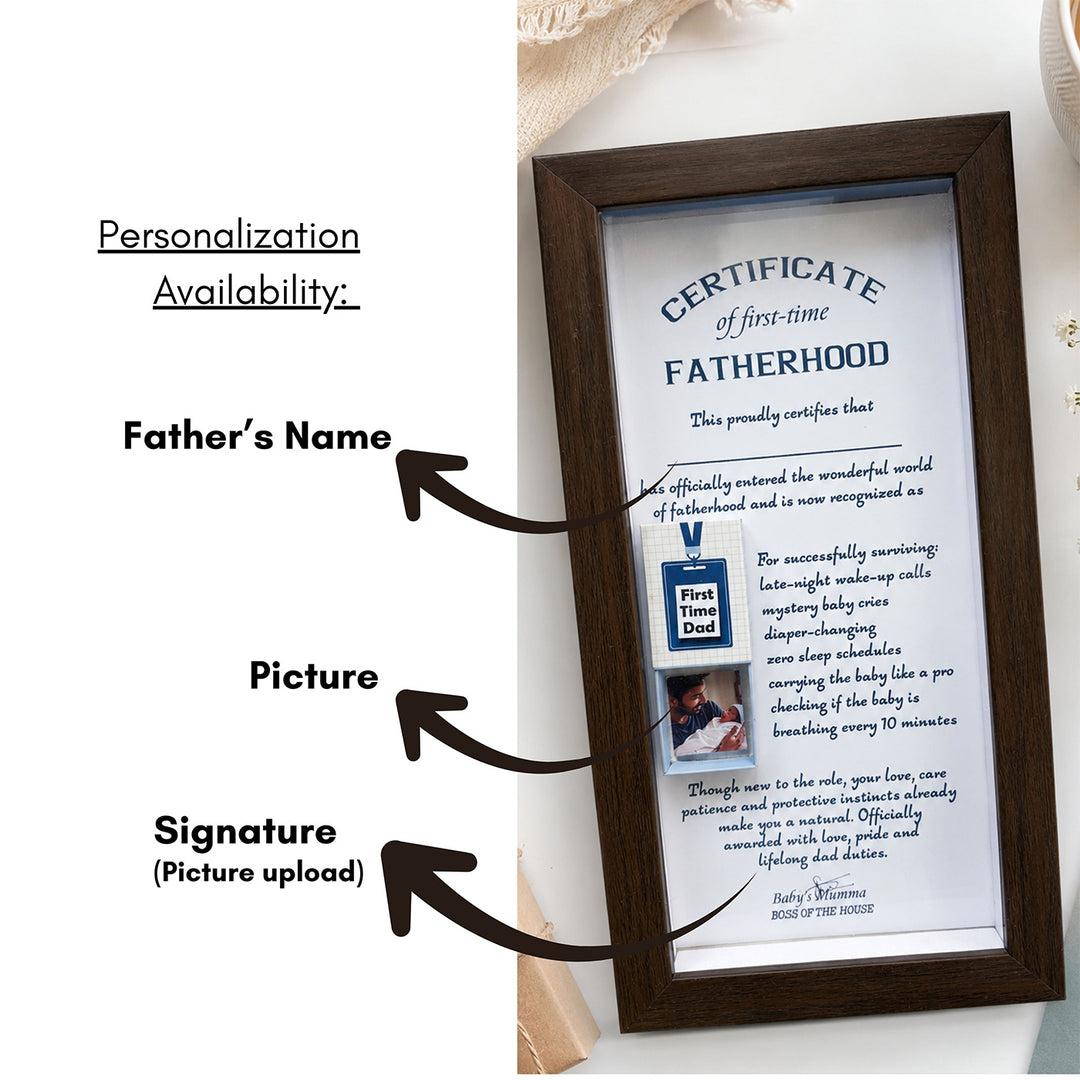 First-Time Dad Certificate Frame for Father’s Day