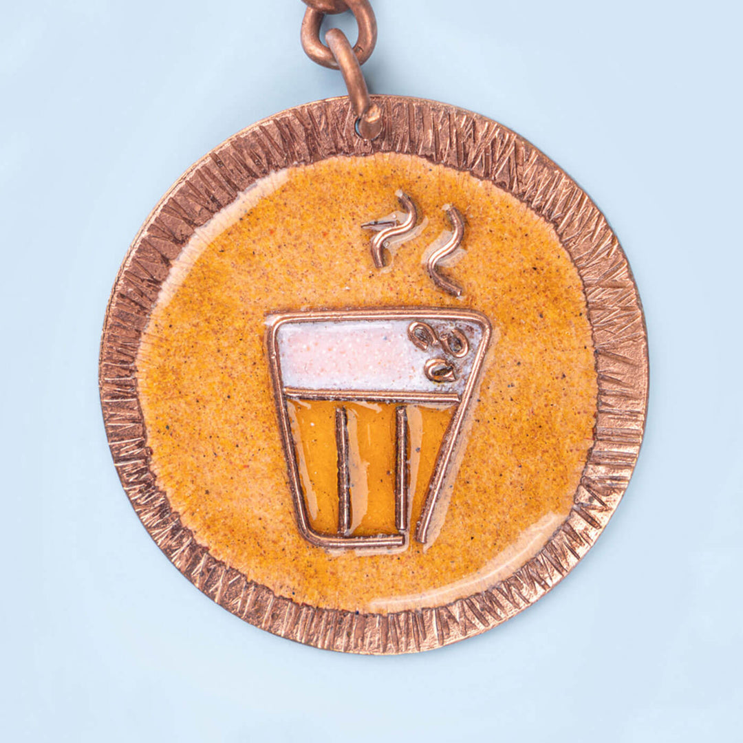 Handmade Copper Enamelled Chaai Paani Keychain