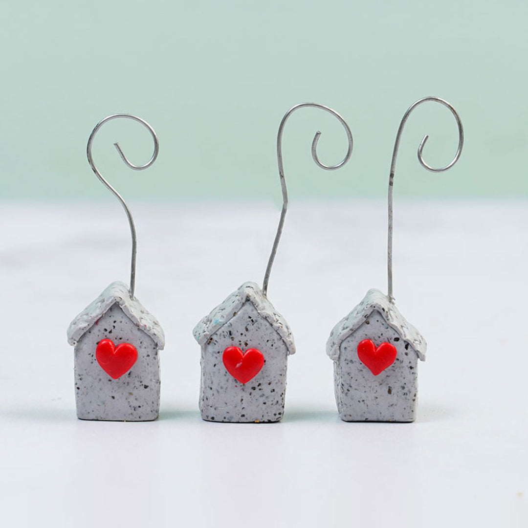 Handcrafted Clay Hut Shaped Photo Holder | Set of 3