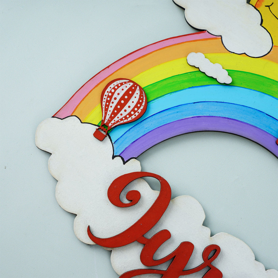 Rainbow and Hot Air Balloon Nameboard for Kids