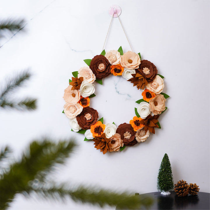 Handmade Floral Felt Wreath For Christmas Door Decoration