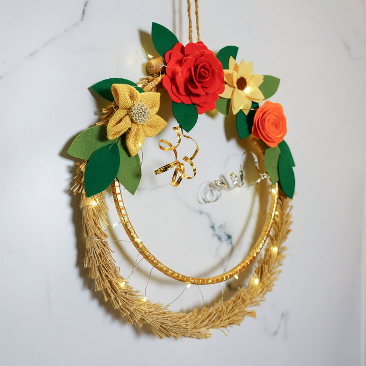 Handmade Floral Jute Wreath For Christmas Door Decoration