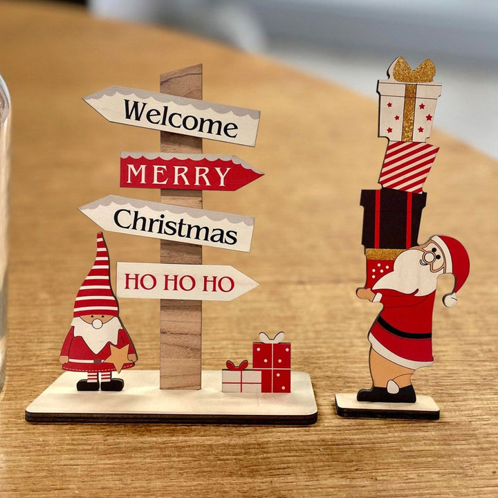 Handcrafted 3D Santa Wooden Table Decor For Christmas Decoration