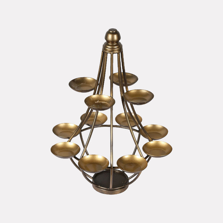 Ektara Gold Finish 12 Tealights Holder Stand