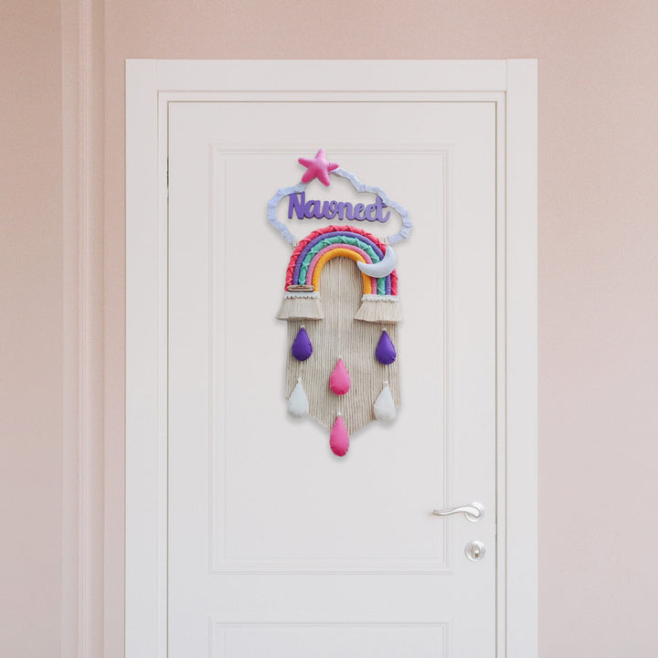 Macrame Moon & Star Personalized Kids' Nameplate - Zwende