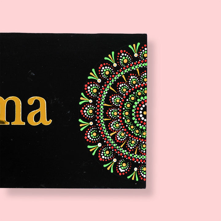 Handcrafted Mandala Personalized Mdf Name Plate 1 - Partial Front Close-up View