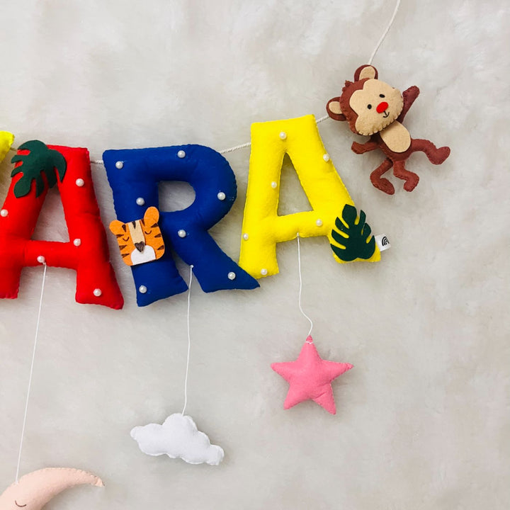 Handcrafted Personalized Ele & Monkey Bunting For Kids