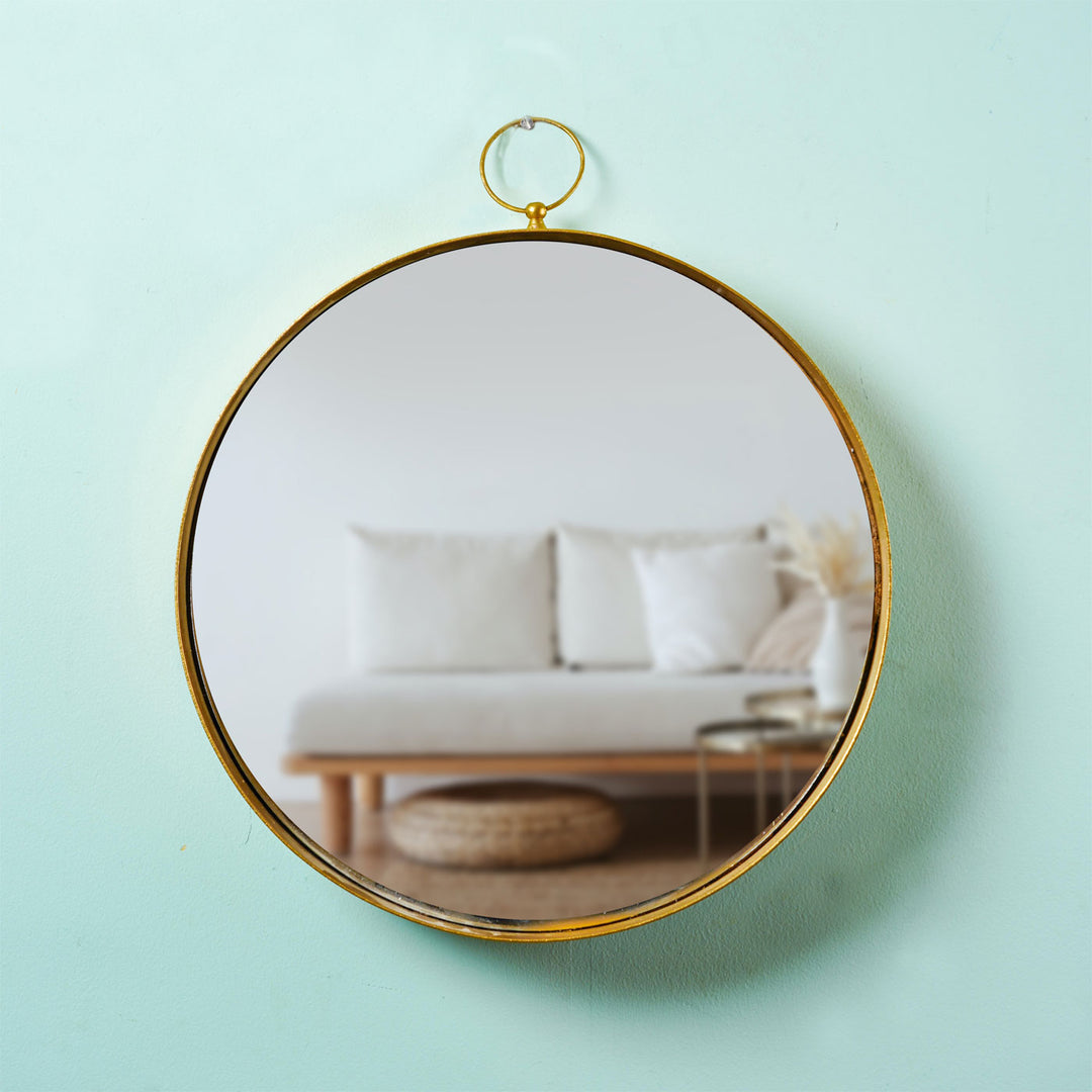 Golden Iron Frame Mirror I 16 Inches