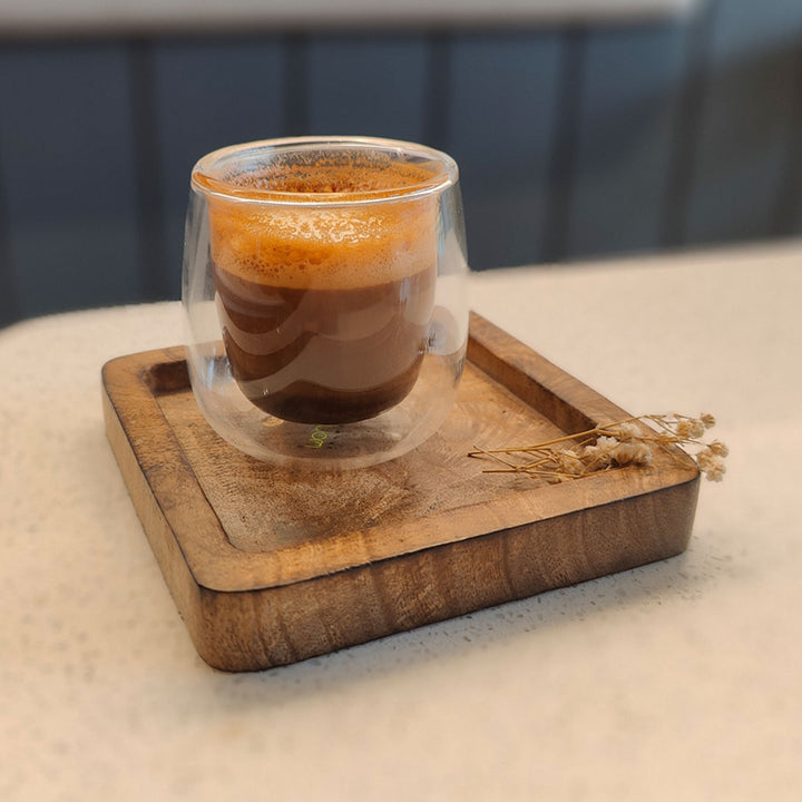 Seasoned Mango Wood Square Dip Coasters I Set of 2