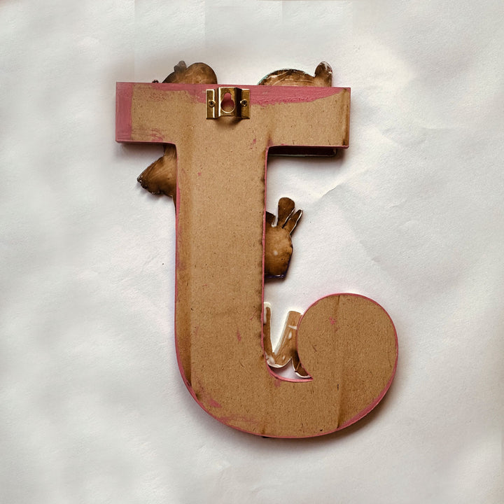 Handcrafted Personalized Kids Makeup Themed Monogram Mdf Nameplate 5 - Back View Hanging Hardware Visible