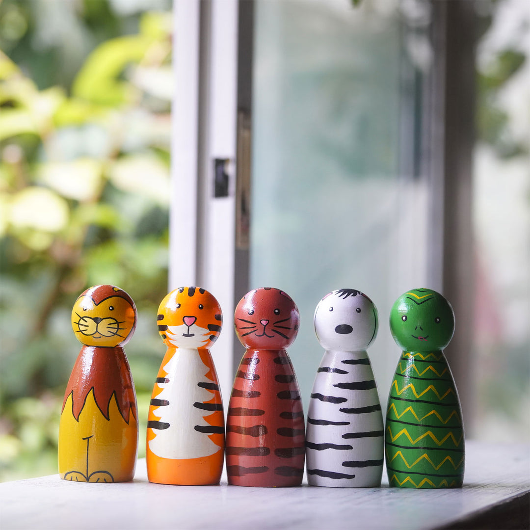 Handpainted Wooden Animal Dolls