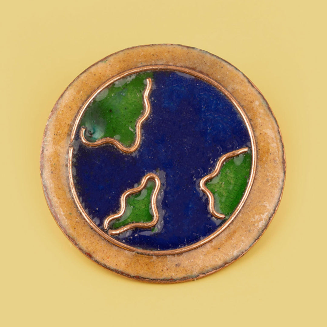 Handmade Copper Enamelled Earthy Lapel Pin