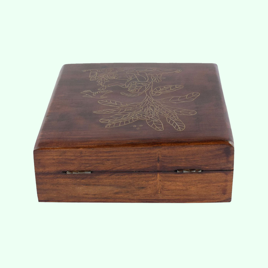 Gold Tarkashi Wooden Festive Gift Box