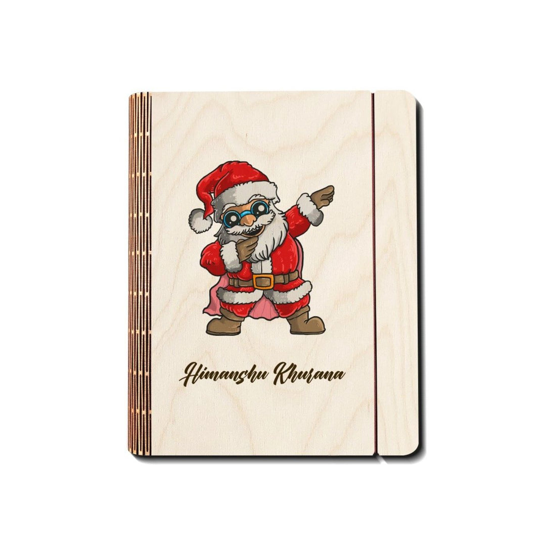 Wooden Personalized Christmas Santa Notebook Binder | A5, 50 Blank Pages, 120 GSM