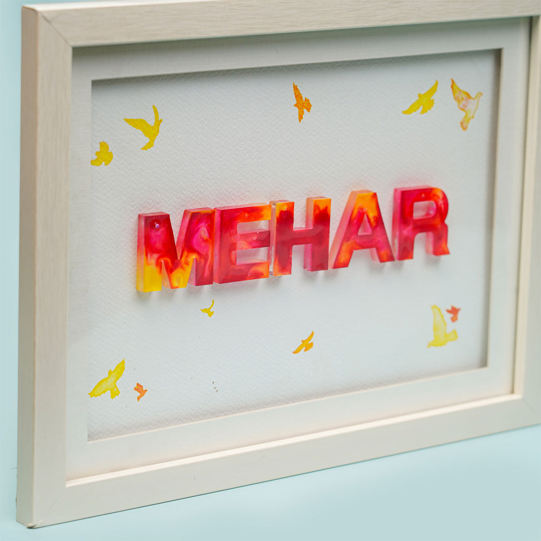 Personalized Resin Art Nameplate in MDF Frame