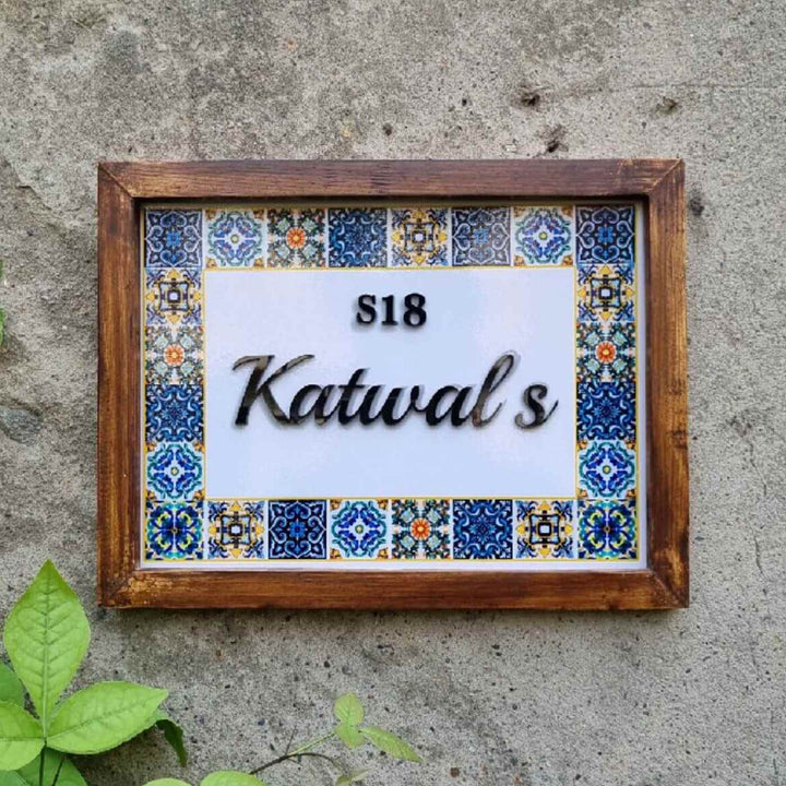 Personalized Moroccan Tile Printed Nameplate with 3D Letters