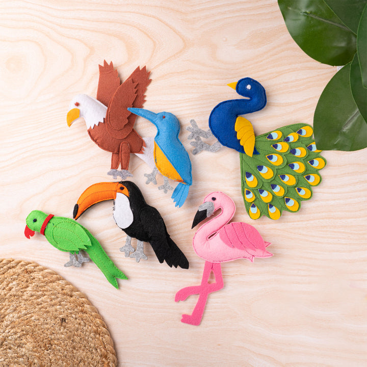 Handcrafted Bird Themed Playset - Set of 6