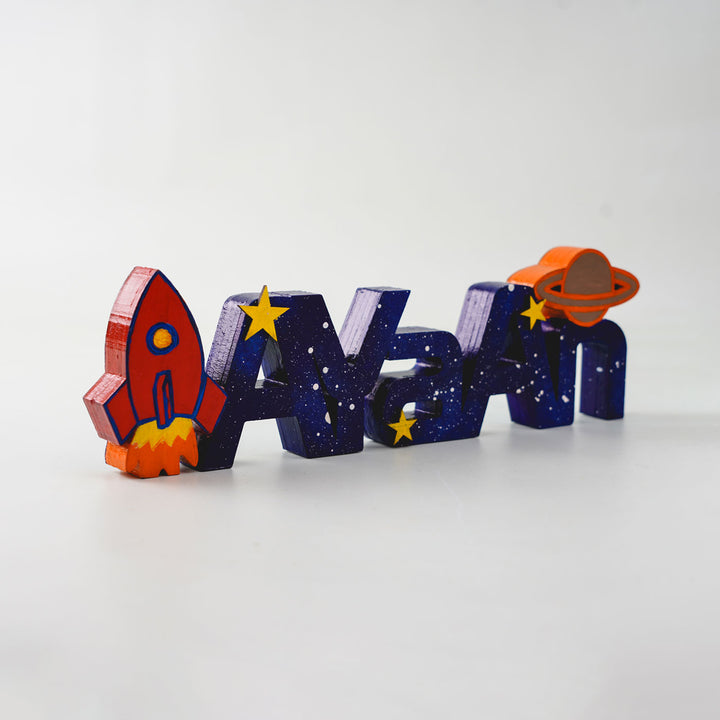 Space Themed Kids Tabletop Freestanding Name Plate